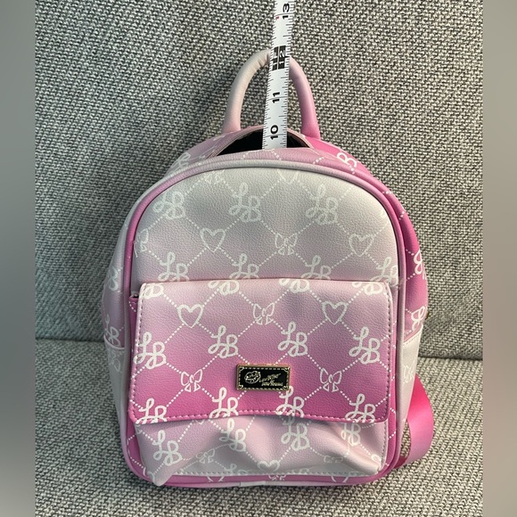 Betsey Johnson Pink and White Dome Backpack with Monogram - Picture 11 of 16
